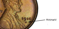 Lincoln Cent Mintmark Location